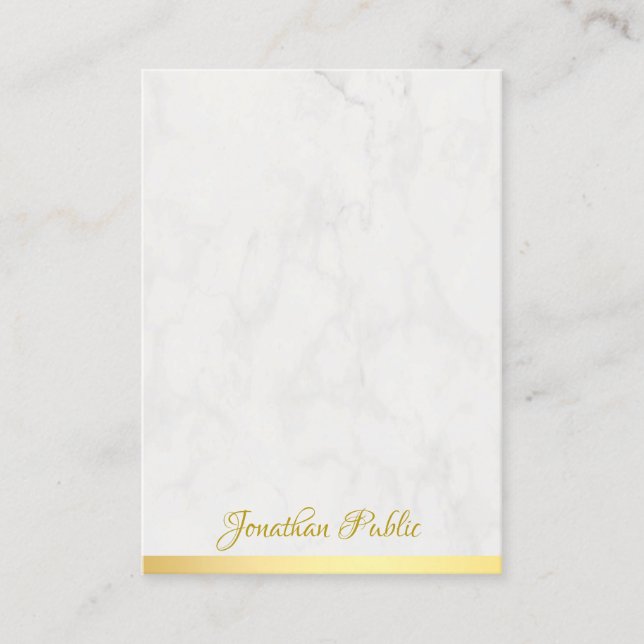 Stilvolle Gold Marble Handgeschriebene Name Templa Visitenkarte (Vorderseite)
