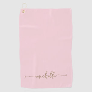 Stilvolle Gold Monogram Name Script Rosa Rosa Golfhandtuch