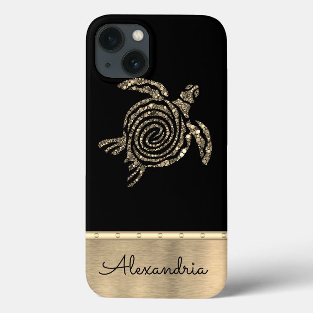 Stilvolle Gold Mosaikschildkröte  Case-Mate iPhone Hülle (Rückseite)