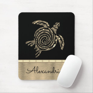 Stilvolle Gold Mosaikschildkröte Mousepad