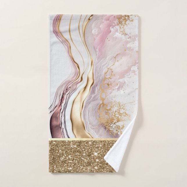Stilvolle Gold Pink Marmor Badhandtuch Set (Handtuch)