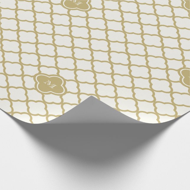 Stilvolle Gold Quatrefoil Muster Wedding Monogram  Geschenkpapier (Ecke)