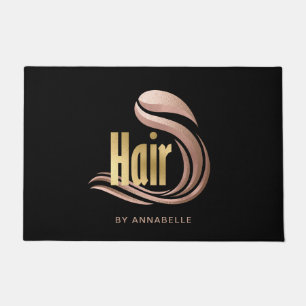 Stilvolle Gold-, Rose Gold- und Schwarz-Friseurste Fußmatte
