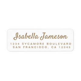Stilvolle Gold Script White Return Address Label