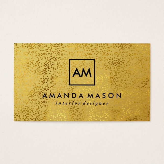 Stilvolle Gold Speck Metallic Gold Monogram (Vorderseite)