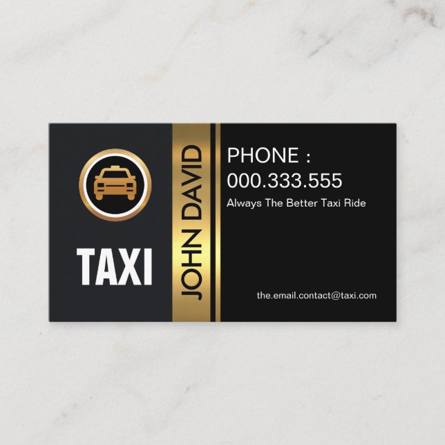 Stilvolle Gold Stripe Taxi Visitenkarte (Vorderseite)
