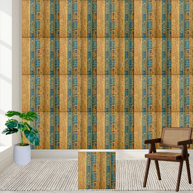 Stilvolle Gold- und Blaue ägyptische Motif-Tile Fliese (Stylish Gold and Blue Egyptian Motif Tile)