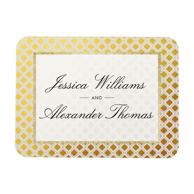 Stilvolle Gold- und White-Wedding Magnet (Horizontal)