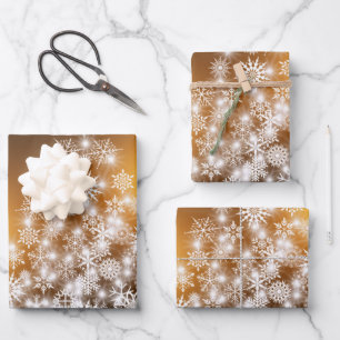 Stilvolle Gold White Christmas Tree Geschenkpapier Set