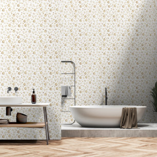 Stilvolle Gold White Seashells Tapete