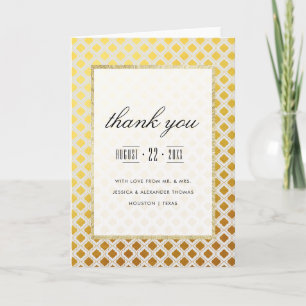 Stilvolle Gold & White Wedding Vielen Dank Dankeskarte