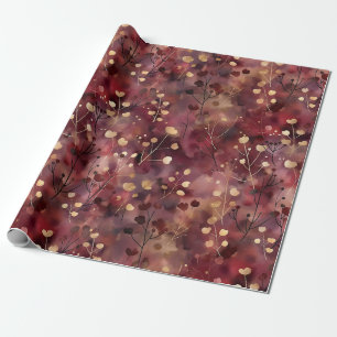 Stilvolle goldbordeauxfarbene abstrakte Blumenmust Geschenkpapier