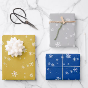Stilvolle Golden Blue Snowflake Weihnachtsfeiertag Geschenkpapier Set