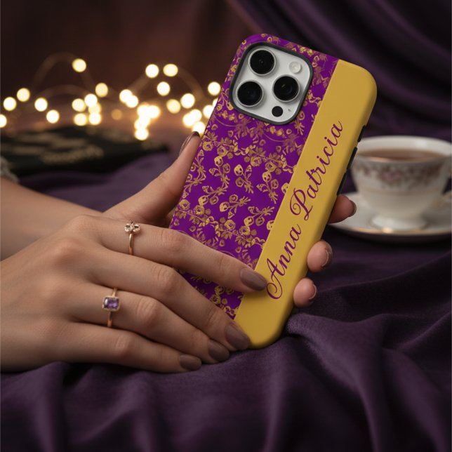 Stilvolle Golden Damask im lila Stil Case-Mate iPhone Hülle (Von Creator hochgeladen)