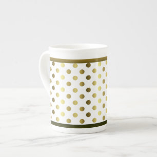 Stilvolle Golden Polka Dot Bone China Tasse