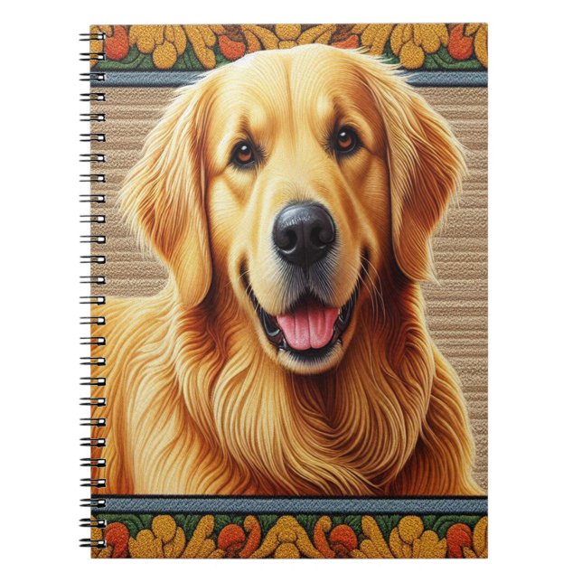 Stilvolle Golden Retriever Hund farbenfrohe Rahmen Notizblock (Vorderseite)