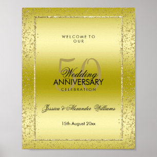 Stilvolle Goldene Confetti 50. Goldene Hochzeit Poster