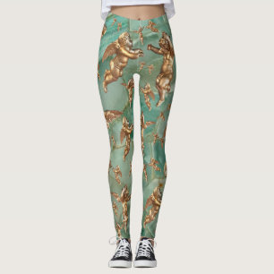 Stilvolle Goldene Engel Aqua Leggings