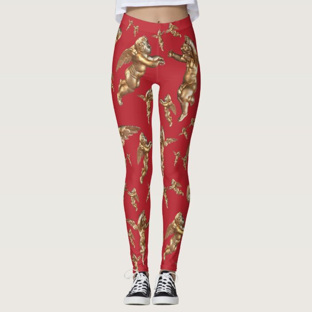 Stilvolle Goldene Engel Leggings (Vorderseite)