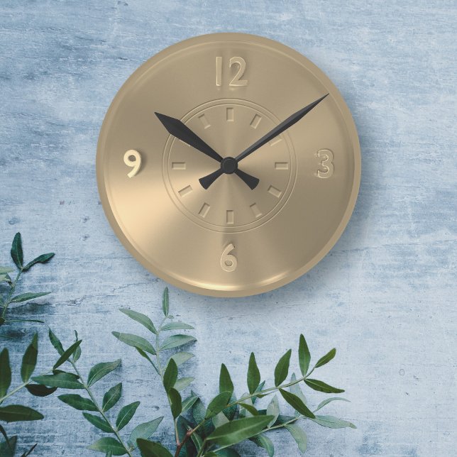 Stilvolle goldfarbene Imitate Metallic Clock Runde Wanduhr (Perfect gift for a Golden Wedding Anniversary or...)