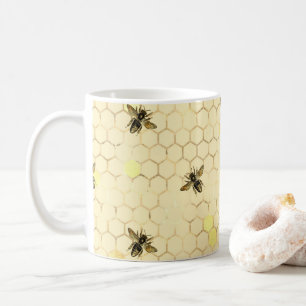 Stilvolle Goldgelbe Bienen Honeycomb Kaffeetasse