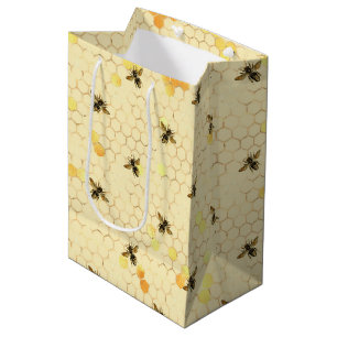 Stilvolle Goldgelbe Bienen Honeycomb Mittlere Geschenktüte
