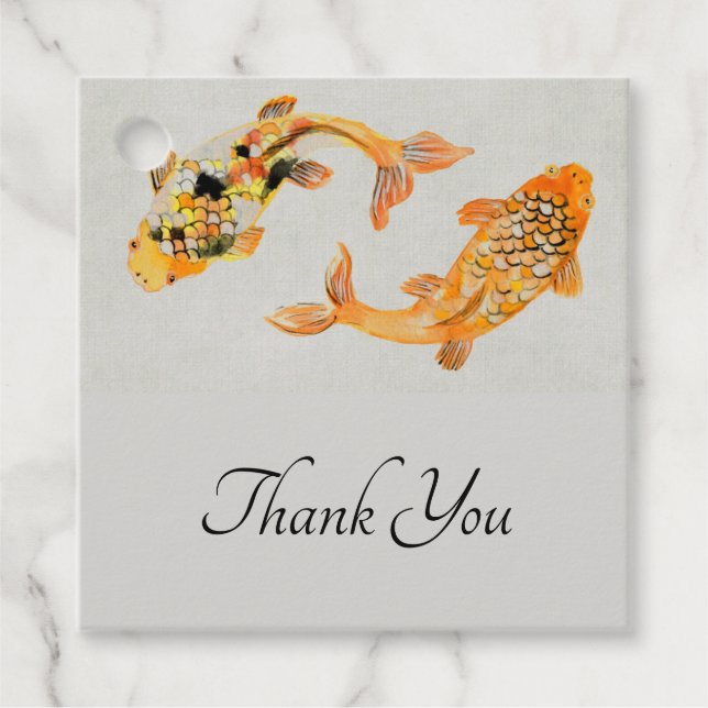 Stilvolle Goldkoi-Hochzeit Geschenkanhänger (Vorderseite)