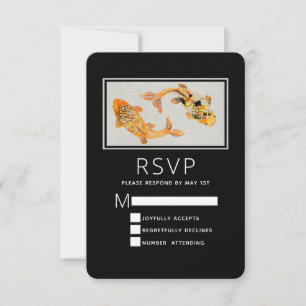 Stilvolle Goldkoi-Hochzeit RSVP Karte