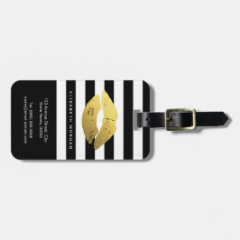 Stilvolle Goldlippen mit Schwarz-weißen Streifen Gepäckanhänger