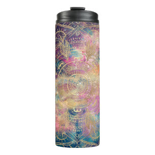 Stilvolle Goldmandala Wasserfarbe & Nebel Farblich Thermosbecher