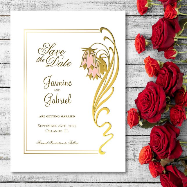 Stilvolle Goldrahmen-Hochzeit Save The Date (Von Creator hochgeladen)