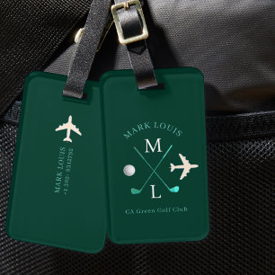 Stilvolle Golfer Club Monogram Green Travel Gepäckanhänger