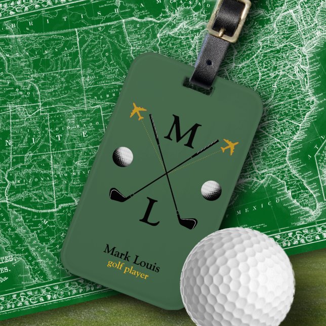 Stilvolle Golfer mit Monogramm Gepäckanhänger (Von Creator hochgeladen)