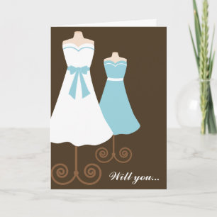 Stilvolle Gowns Bridesmaid Card Einladung