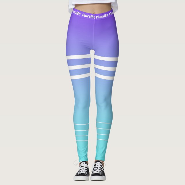 Stilvolle Gradientenblauen lila-Weiß-Training Leggings (Vorderseite)