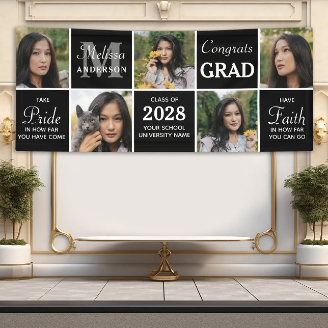 Stilvolle Graduate Custom 5 Foto Collage Abschluss Banner (Von Creator hochgeladen)