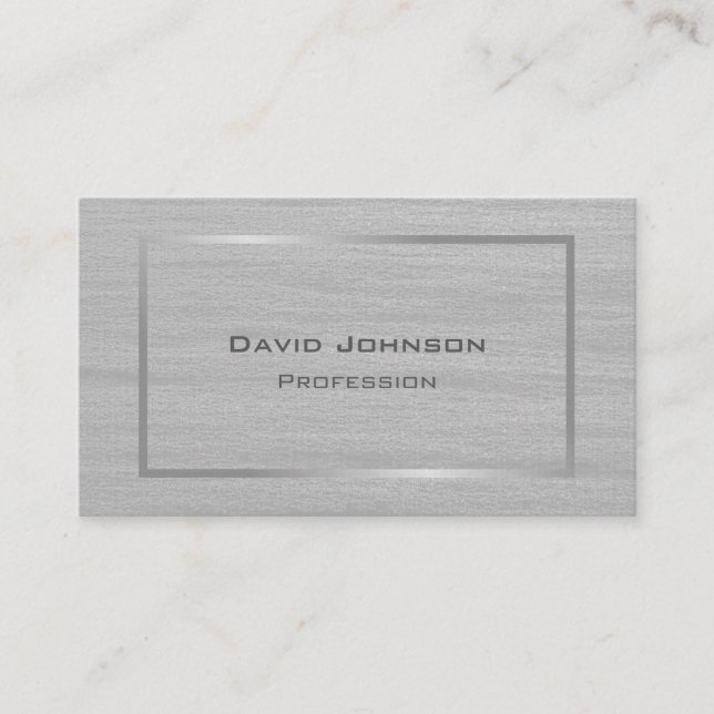 Stilvolle graue Textur Print Eleganter Silberrahme Visitenkarte (Vorderseite)