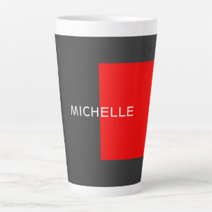 Stilvolle Grauroter Minimalistischer Name Milchtasse