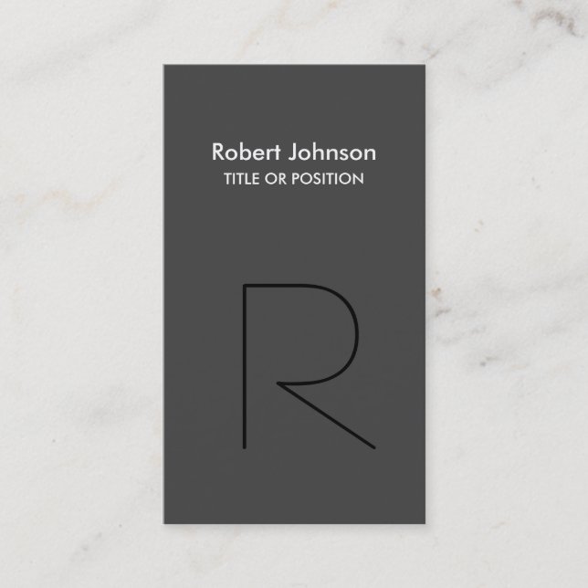 Stilvolle Gray Black Monogram Business Card Visitenkarte (Vorderseite)