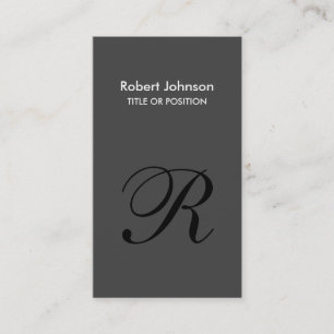 Stilvolle Gray Black Monogram Business Card Visitenkarte