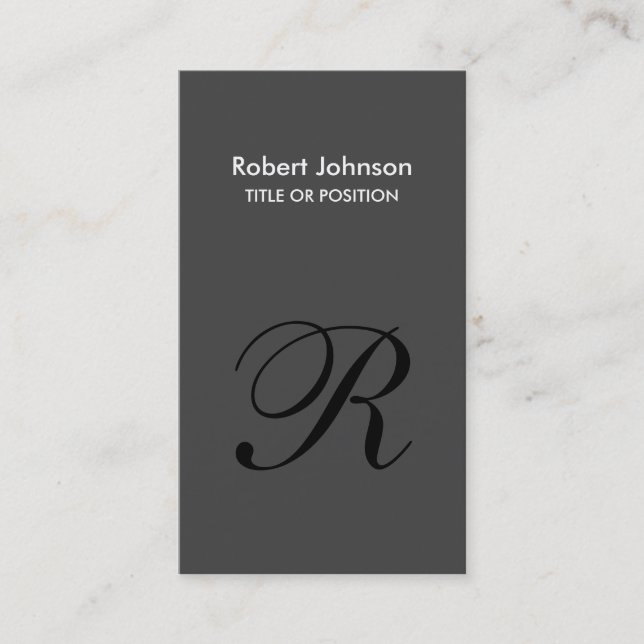 Stilvolle Gray Black Monogram Business Card Visitenkarte (Vorderseite)
