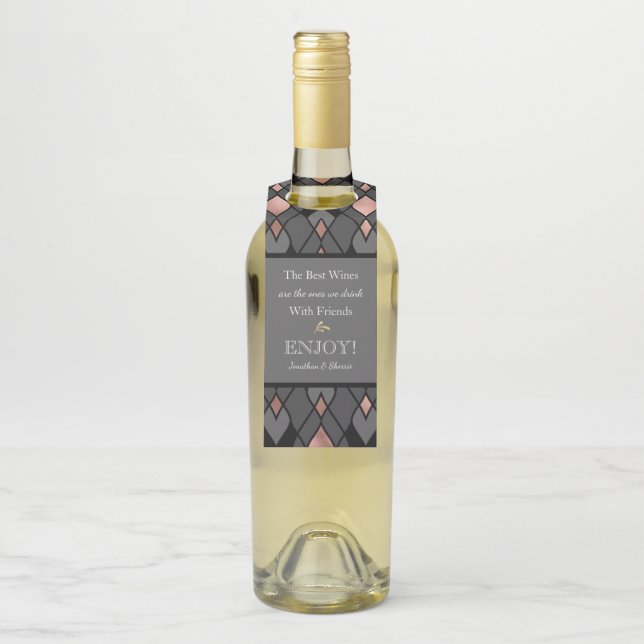 Stilvolle Gray Hostess Geschenk Wein Flasche Hange Flaschenanhänger (Auf Flasche)