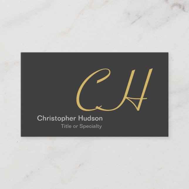 Stilvolle Gray Monogram Consultant Business Card Visitenkarte (Vorderseite)