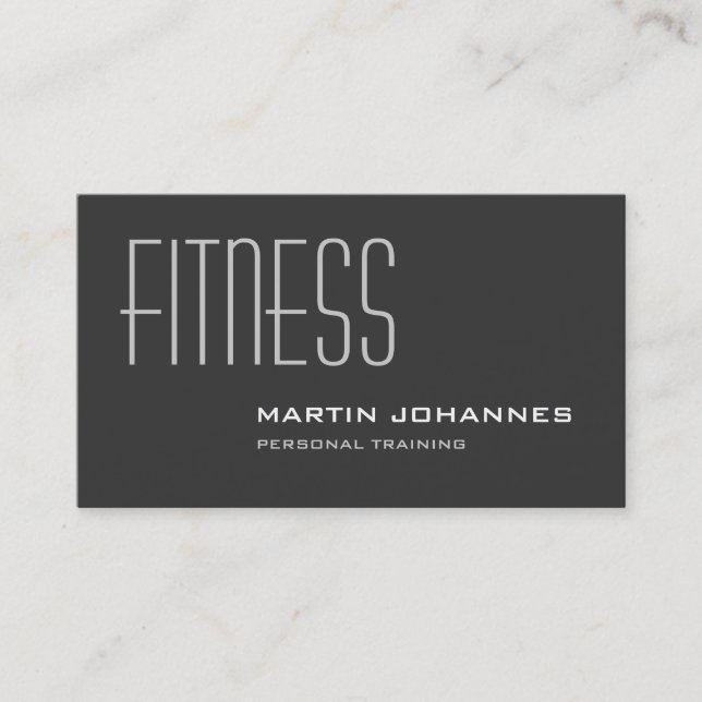Stilvolle Gray Personal Trainer Business Card Visitenkarte (Vorderseite)