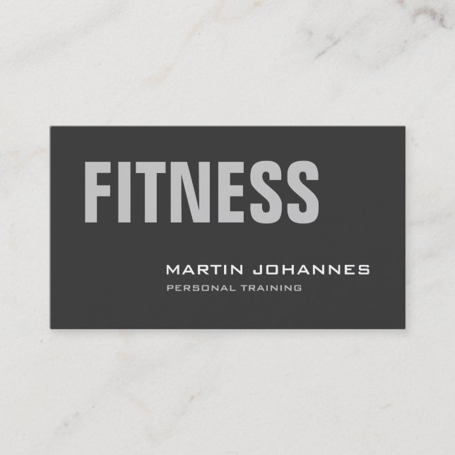 Stilvolle Gray Personal Trainer Business Card Visitenkarte (Vorderseite)