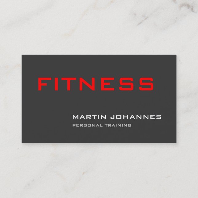 Stilvolle Gray Red Personal Trainer Business Card Visitenkarte (Vorderseite)