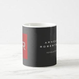 Stilvolle Gray Red Trendy Monogram Kaffeetasse