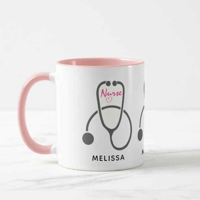 Stilvolle Gray Stethescope Illustration Nurse Tasse (Links)