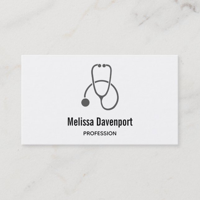 Stilvolle Gray Stethoscope Medical Business Card Visitenkarte (Vorderseite)