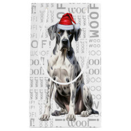 Stilvolle Great Dane und Woof Word Art Weihnachten Kleine Geschenktüte